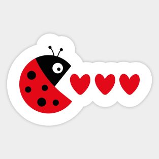 Ladybug packman - funny valentine design Sticker